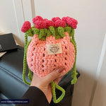 Cute Retro Flower Bouquet Crochet Sling Bag