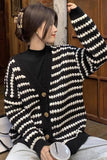 Long Sleeve Retro Black Striped Cardigan Sweater