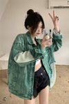 Vintage Green Paneled Denim Jacket