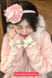 Long Sleeve Cute Fur Collar Knitted Bow Cardigan Sweater
