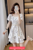 Short Sleeve Chinese Pattern A-Line Dress