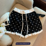 Elastic Waist Polka Dots Pattern Drawstring Home Wear Shorts