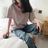 Short Sleeve O-Neck Striped Shirt