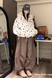 Retro Stars Pattern Cute Rabbit Ears Hooded Parkas Jacket