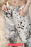Leopard Printed Casual Beige Jeans Pants