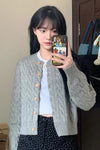 Long Sleeve Vintage O-Neck Knitted Cardigan Sweater