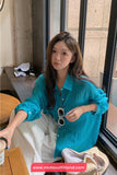 Long Sleeve Solid Colors Summer Sheer Blouse Shirts