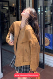 Long Sleeve O-Neck Faux Suede Zipper Jacket