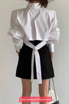 Long Sleeve Lace Back Bandage Blouse Shirts