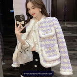 Long Sleeve Purple Plaid Elegant Office Jacket