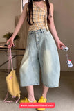 Loose Knee Length Casual Denim Shorts
