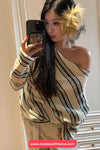 Long Sleeve Slash Neck Striped Casual Shirt