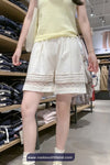 Cute Lace Spliced Hollow Out Shorts