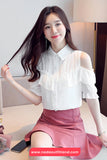 Short Sleeve Off Shoulder Sexy Office Blouse Shirt