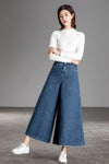 High Waist Loose Wide Leg Ankle Length Jeans