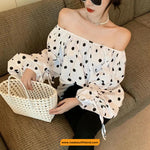 Loose Off Shoulder Polka Dot Pattern Blouse Shirt