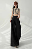 High Waist Wide Leg Lace Tie Elegant Loose Pants