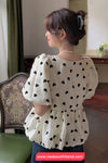 Short Sleeve V-Neck Loves Pattern Blouse Shirt