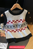 Sleeveless Vintage Heart Pattern Vest Sweater