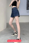 Retro Dark Blue Casual Denim Shorts