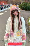 Cute House Embroidered Knitted Cardigan Sweater