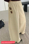 Loose Elastic Waist Ruffled Corduroy Pants