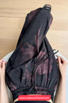 Elastic Waist Floral Pattern Black Long Pants
