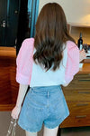 Puff Sleeve Floral Collar Blouse Shirt