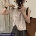 V-Neck Sleeveless Summer Crochet Shirt