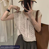V-Neck Sleeveless Summer Crochet Shirt