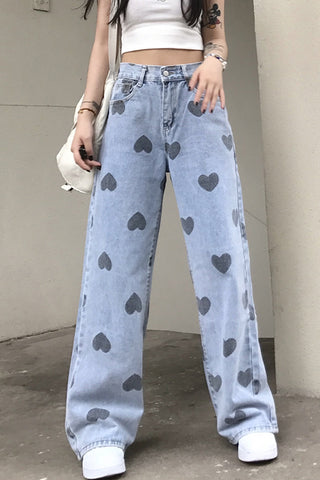 Heart Full Pattern Long Jeans Pants – Nada Outfit Land