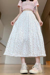 High Waist Floral Ruffles Sweet Long Skirts