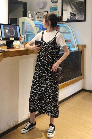 Sleeveless Dot Pattern Strappy Long Dress – Nada Outfit Land