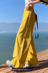 High Waist Loose Wide Leg Casual Yellow Jeans Pants