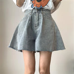 A-Line Washed Style Denim Shorts Pants