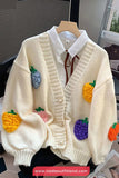 Cute Chunky Fruits Pattern V-Neck Cardigan Sweater