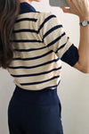 Short Sleeve Knitted Striped Collar Shirt