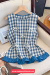 Cute Bow Sleeveless Retro O-Neck Ruffles Shirt