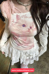 Long Sleeve Off Shoulder Cute Cat Printed Shirt