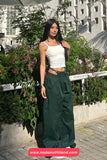 Drawstring Elastic Waist Wide Leg Cargo Jogger Sweatpants