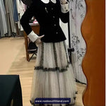 Cute Polka Dots Pattern Mesh Patchwork Long Skirts