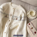 Long Sleeve Flowers Embroidered Cardigan Sweater 