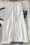 High Waist Basic Long White Jeans Pants