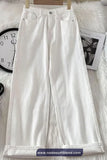High Waist Basic Long White Jeans Pants