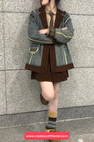 Long Sleeve Retro Corduroy Patchwork Denim Coat Jacket