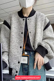 Loose Striped Style Casual Baseball Jacket