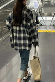 Loose Oversize Plaid Blouse Shirt