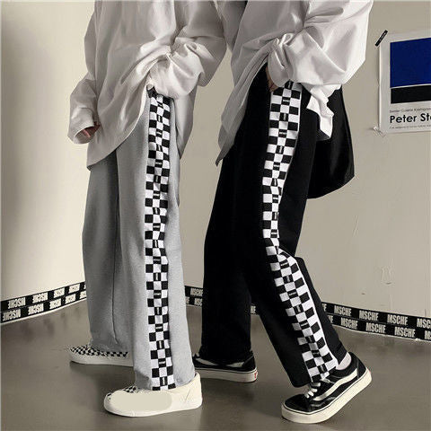 Hip Hop Loose Side Checkered Long Pants