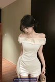 Slash Neck Off Shoulder Butterfly Design Irregular Shirt