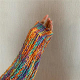 Long Sleeve Rainbow Colors Knitted Cardigan Sweater